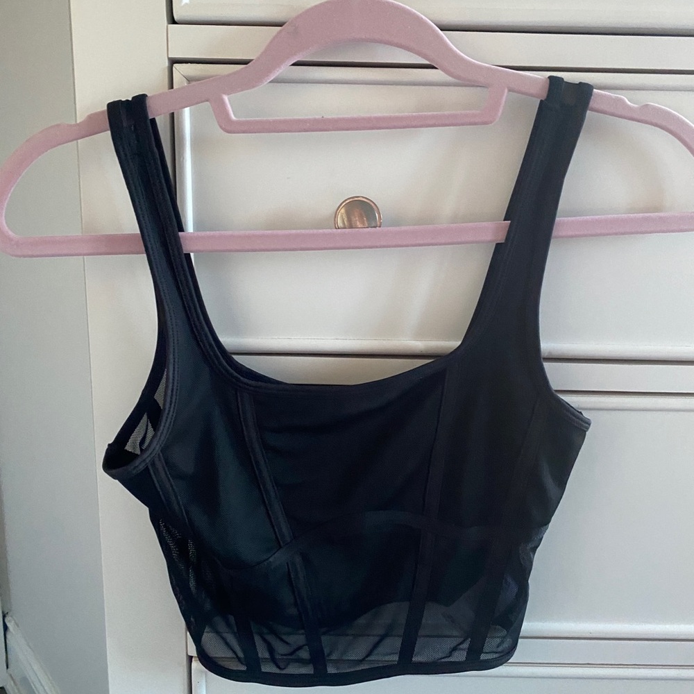 Garage Sheer Black Mesh Top